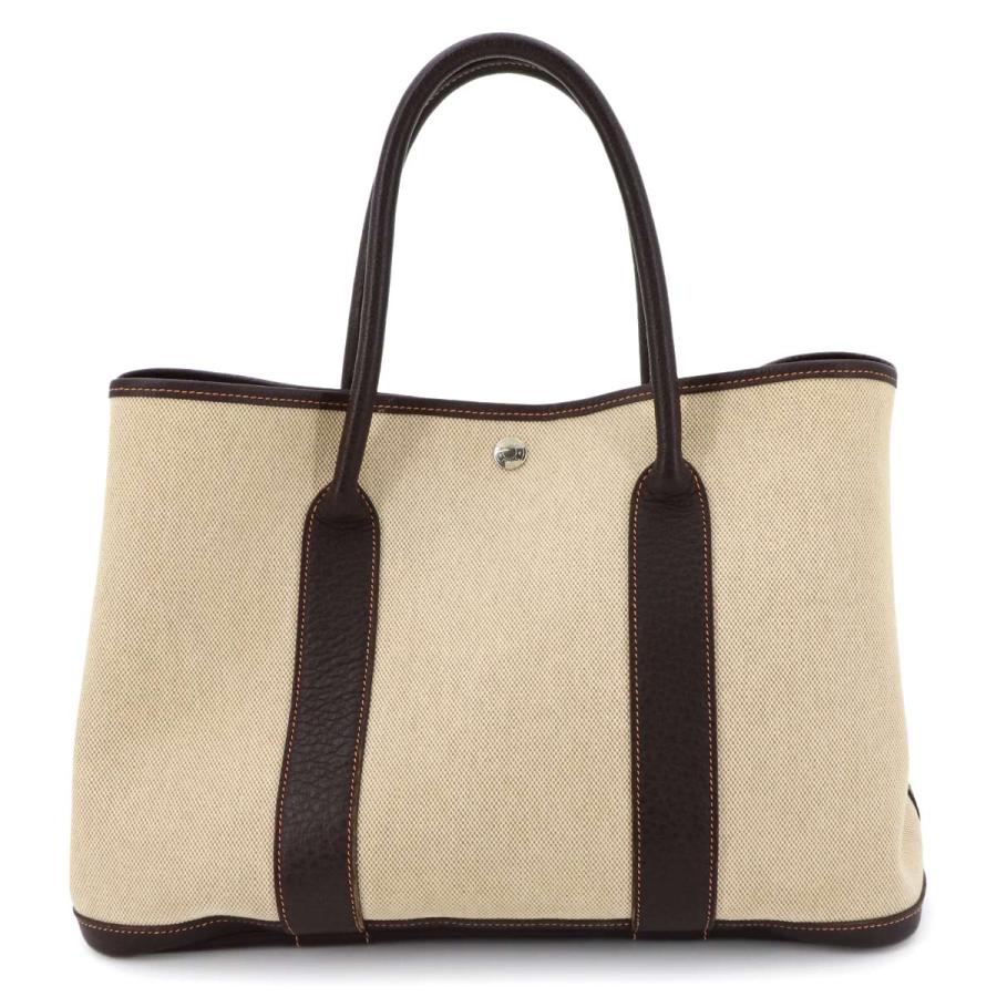 HERMES ガーデンパーティーPM マロン　トワルアッシュ　ベージュ　ブラウン HERMES（エルメス） ガーデンパーティ 36 PM トート バッグ トワル