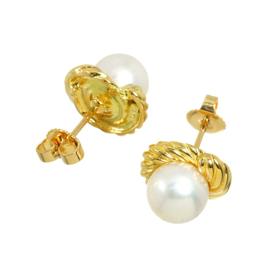 良好　箱付きMIKIMOTO 真珠 K18 ピアス　ミキモト　JAL 機内販売 MIKIMOTO（ミキモト） アコヤ真珠 8.1mm ピアス K18 YG イエロー