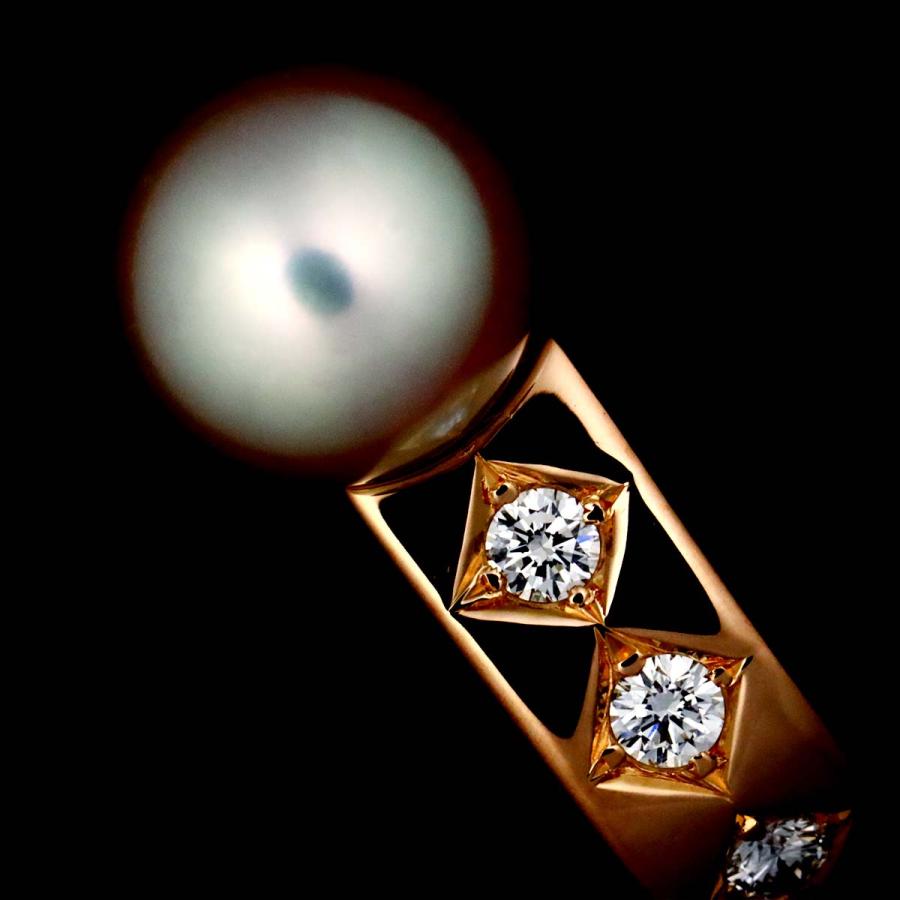 TASAKI（タサキ） アコヤ真珠 6.9mm ダイヤ 0.06ctX2 イヤリング K18