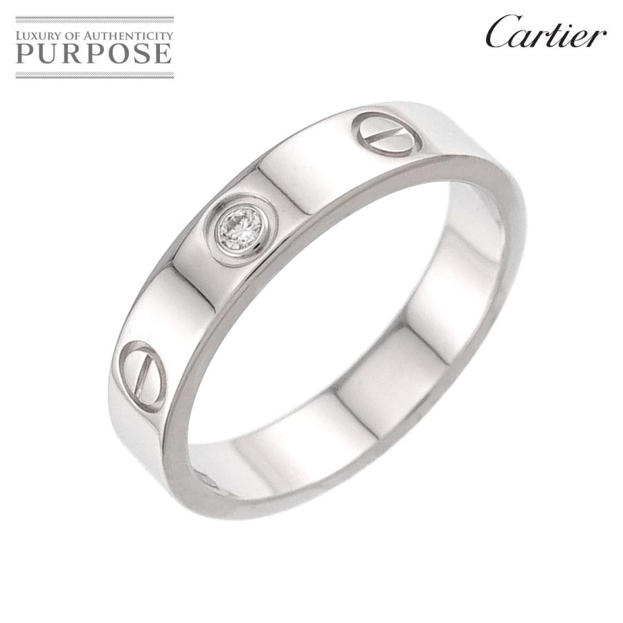 カルティエ ミニラブリング 1Pダイヤ指輪 K18 WG Cartier（カルティエ） ミニラブ #52 ダイヤ 1P リング K18 WG