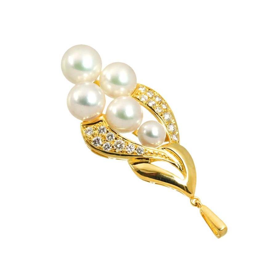 MIKIMOTO（ミキモト） アコヤ真珠 7.5-4.9mm ダイヤ ペンダント トップ 