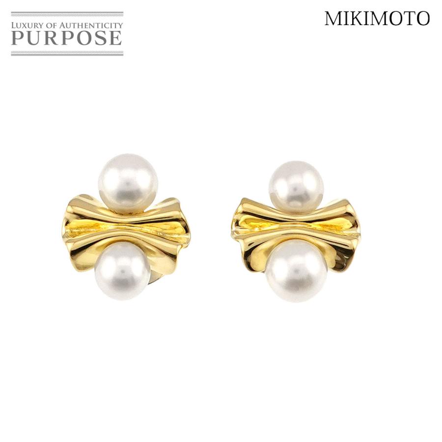 MIKIMOTO（ミキモト） アコヤ真珠 5.5-5.0mm ピアス K18 YG イエロー