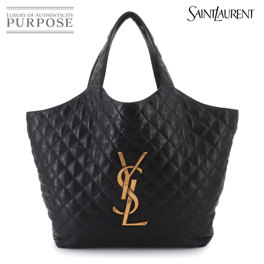 サンローランパリ イカール マキシショッピングバッグ レザー ブラック Yves Saint Laurent（イヴ・サンローラン） 新品同様 サンローラン