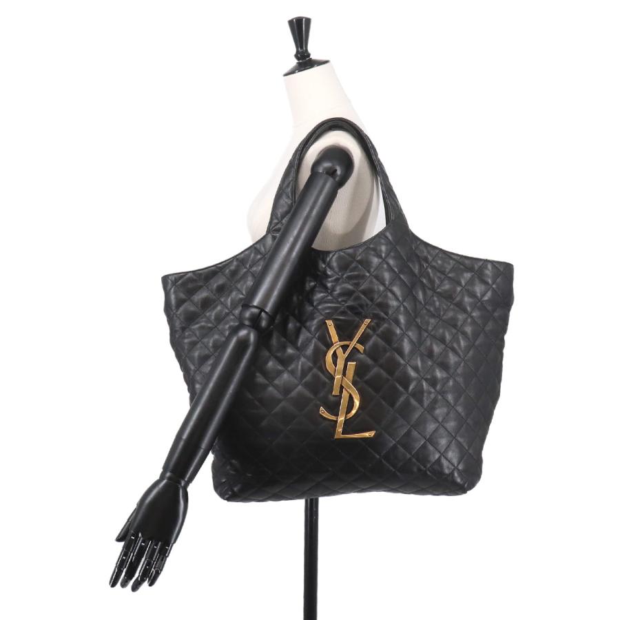 サンローランパリ イカール マキシショッピングバッグ レザー ブラック Yves Saint Laurent（イヴ・サンローラン） 新品同様 サンローラン