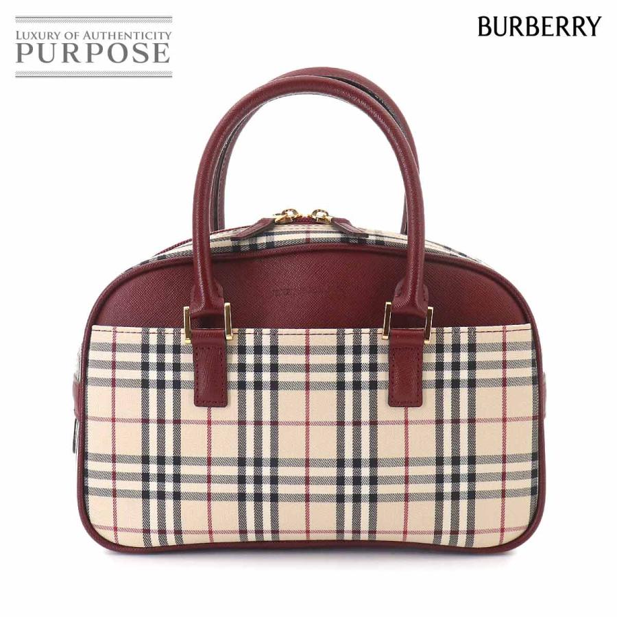 バーバリー ミニボストンバッグ ノバチェック レザー BURBERRY（バーバリー） 新品同様 ノバチェック ミニ ボストン ハンド
