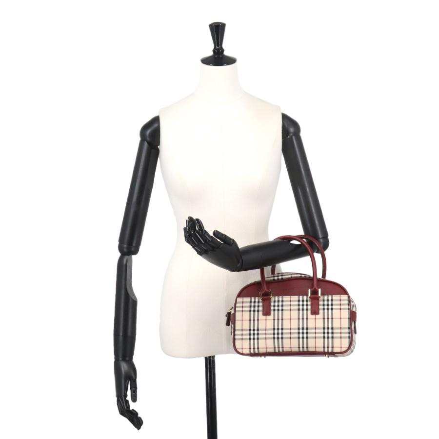 バーバリー ミニボストンバッグ ノバチェック レザー BURBERRY（バーバリー） 新品同様 ノバチェック ミニ ボストン ハンド