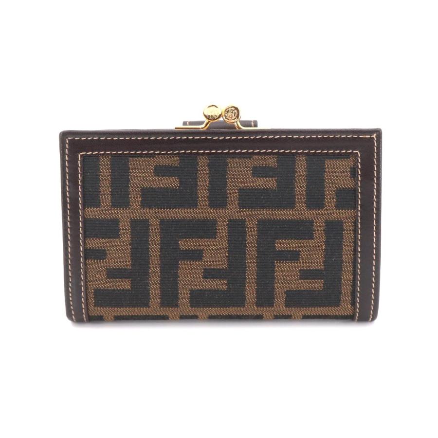 FENDI（フェンディ） 新品同様 ズッカ がま口 二つ折り 財布