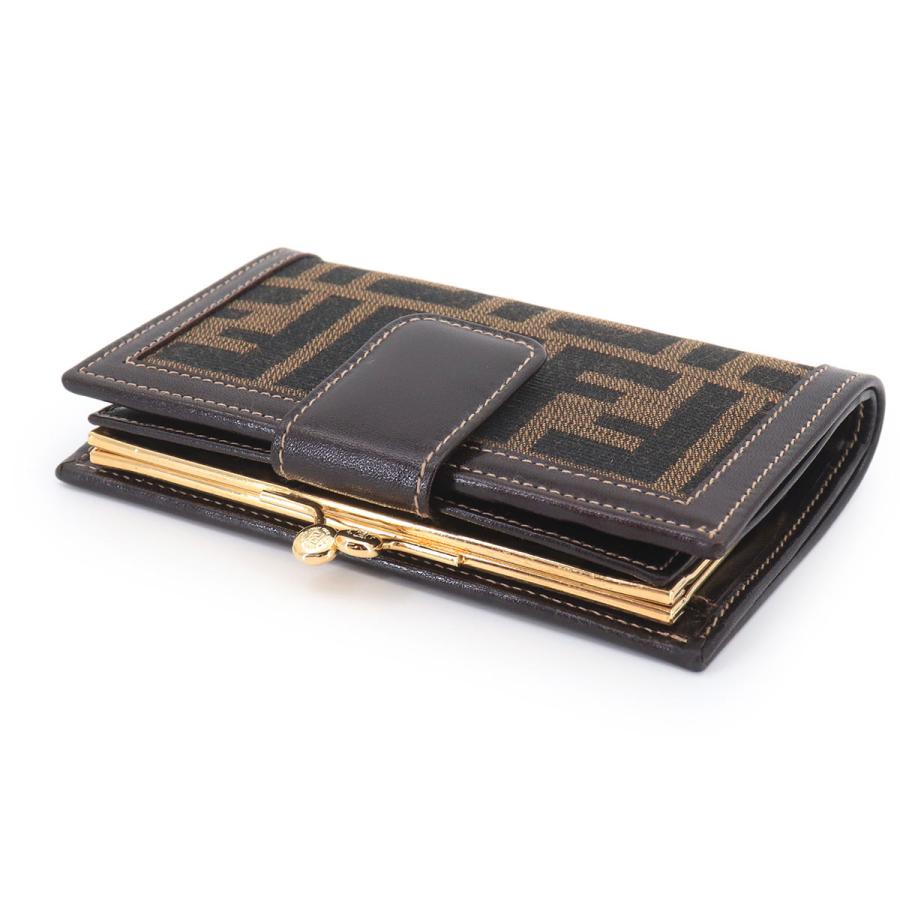 FENDI（フェンディ） 新品同様 ズッカ がま口 二つ折り 財布