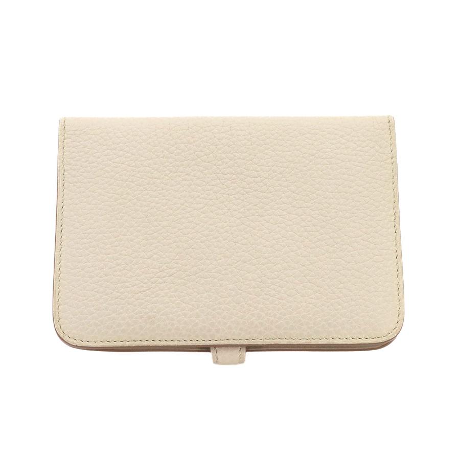 HERMES 二つ折り財布 ドゴン　グレージュ HERMES（エルメス） 新品同様 ドゴン コンパクト 二つ折り 財布 トゴ