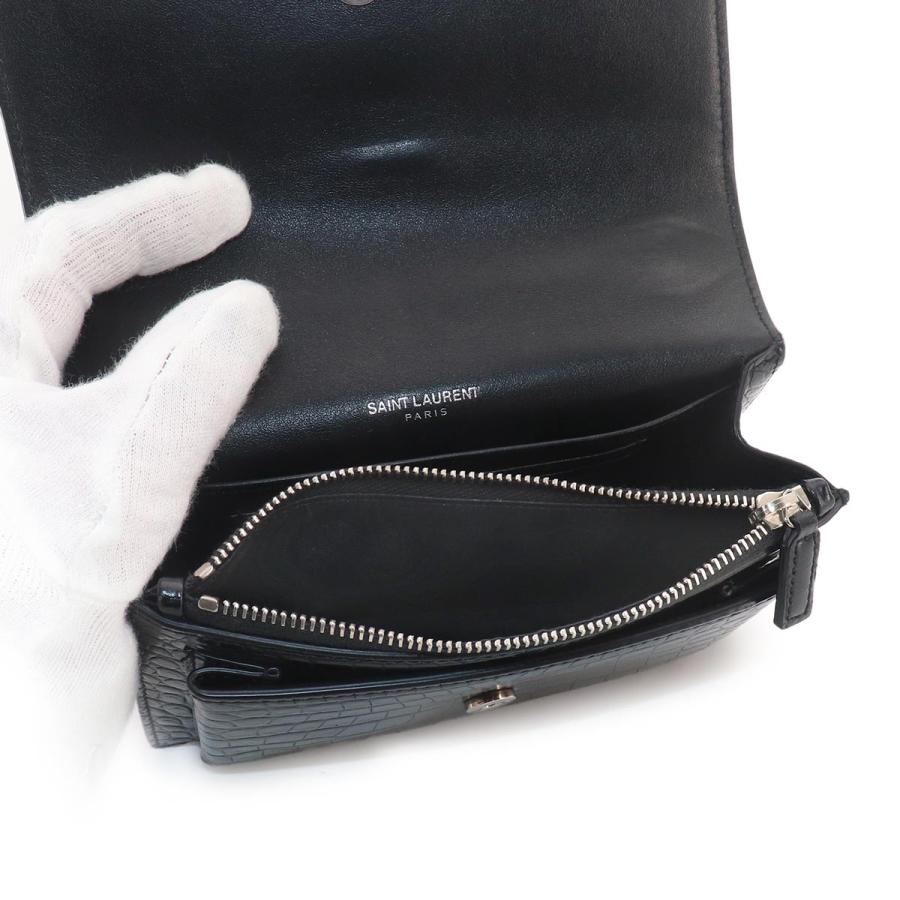 市川買取】SAINT LAURENT サンローラン クロコ型押しチェーン 