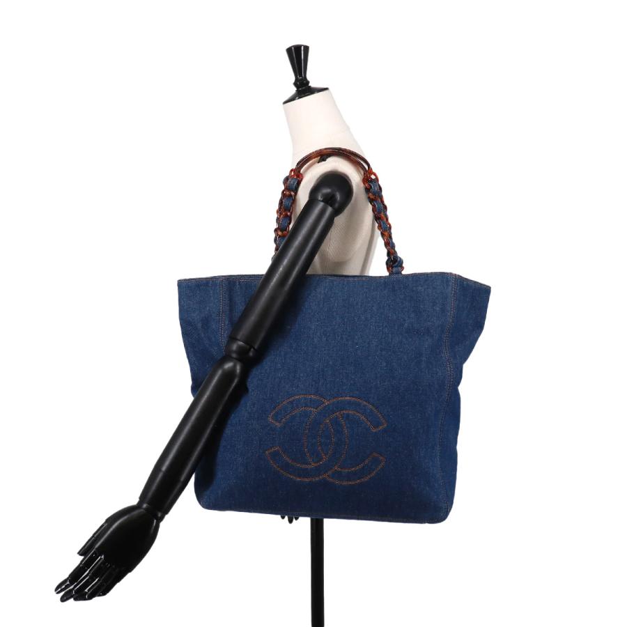 CHANEL（シャネル） 美品 べっ甲調 プラチェーン トート バッグ デニム 