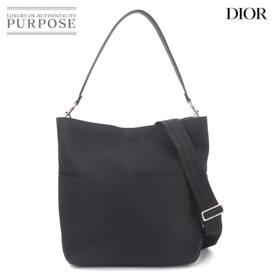 新品同様 クリスチャン ディオール Christian Dior バーティカル ホーボー 2way トート ショルダー バッグ レザー ブラック 90327223 Christian Dior（クリスチャン・ディオール） 新品同様 クリスチャン