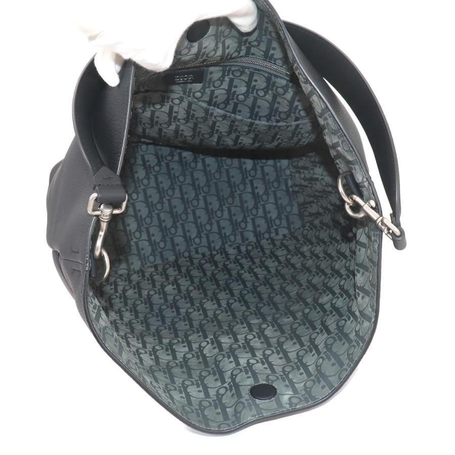 新品同様 クリスチャン ディオール Christian Dior バーティカル ホーボー 2way トート ショルダー バッグ レザー ブラック 90327223 Christian Dior（クリスチャン・ディオール） 新品同様 クリスチャン