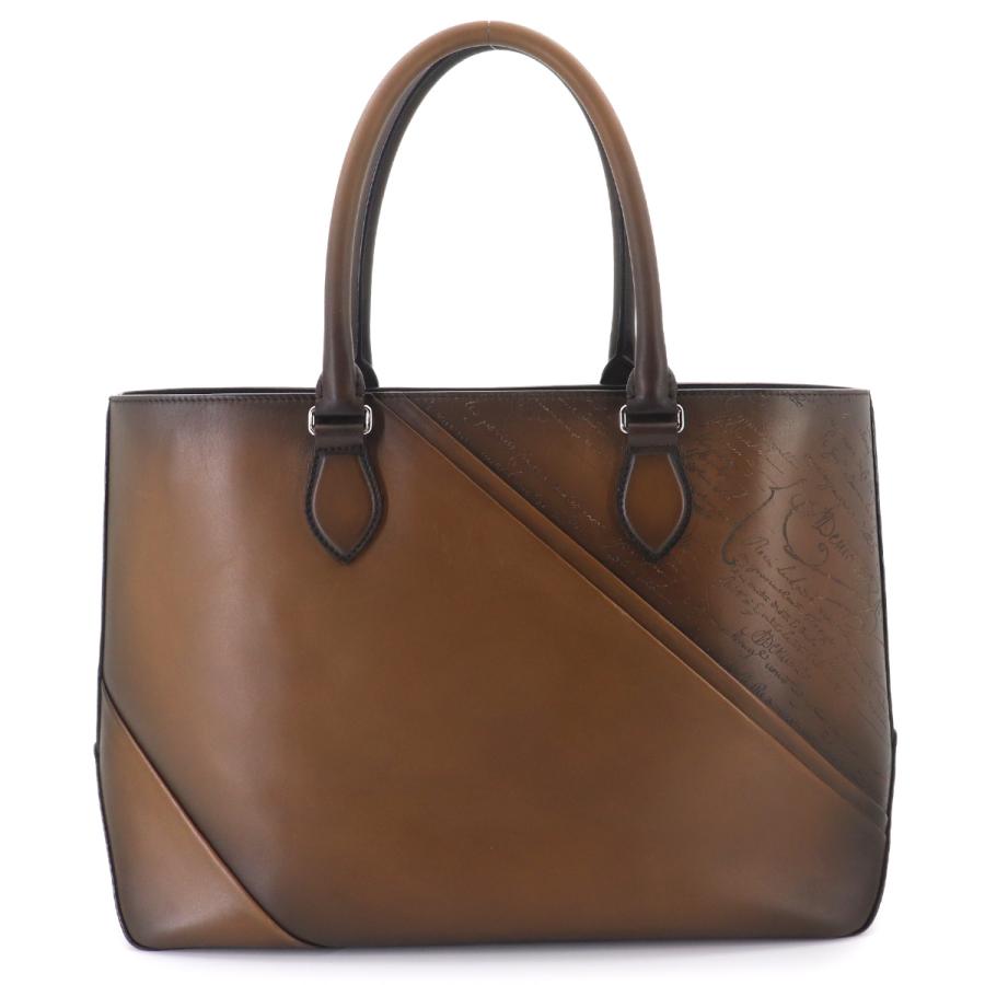 Berluti トートバッグ カリグラフィ トゥジュール レザー ブラウン Berluti（ベルルッティ） 新品同様 カリグラフィ トゥジュール