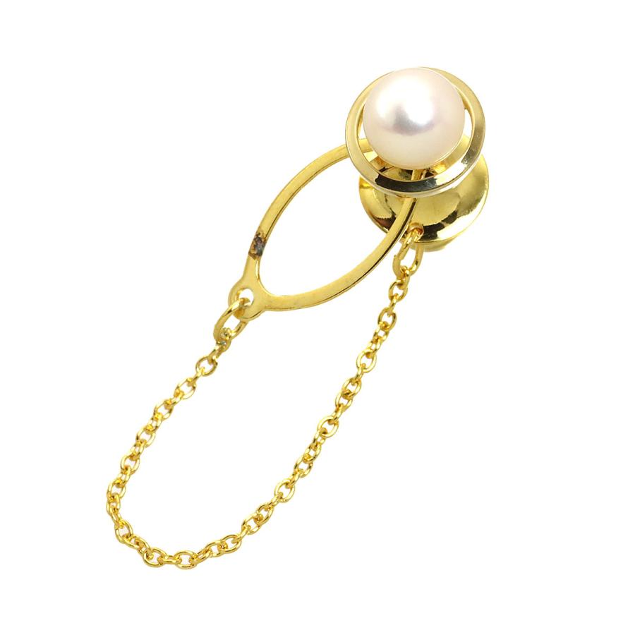 MIKIMOTO（ミキモト） アコヤ真珠 6.8mm ピンブローチ K18 YG イエロー