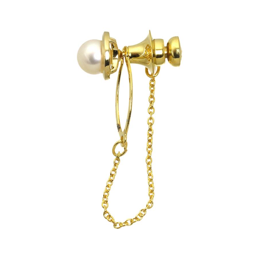 MIKIMOTO（ミキモト） アコヤ真珠 6.8mm ピンブローチ K18 YG イエロー
