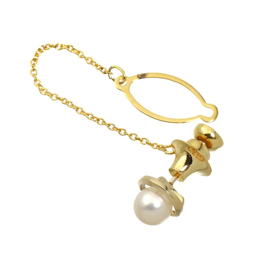 MIKIMOTO（ミキモト） アコヤ真珠 6.8mm ピンブローチ K18 YG イエロー
