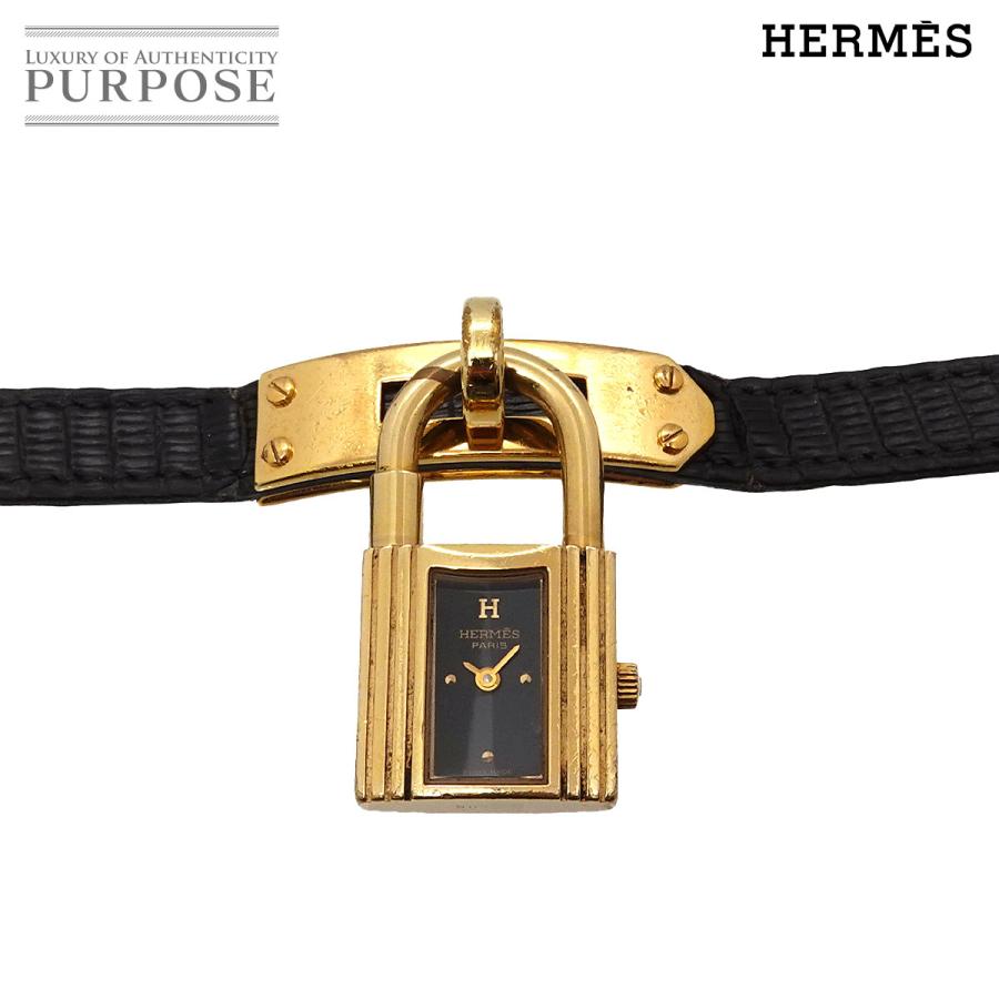 エルメス HERMES ケリーウォッチ ヴィンテージ レディース 腕時計 ゴールド ブラック クォーツ ウォッチ カデナ Kelly Watch 90328055