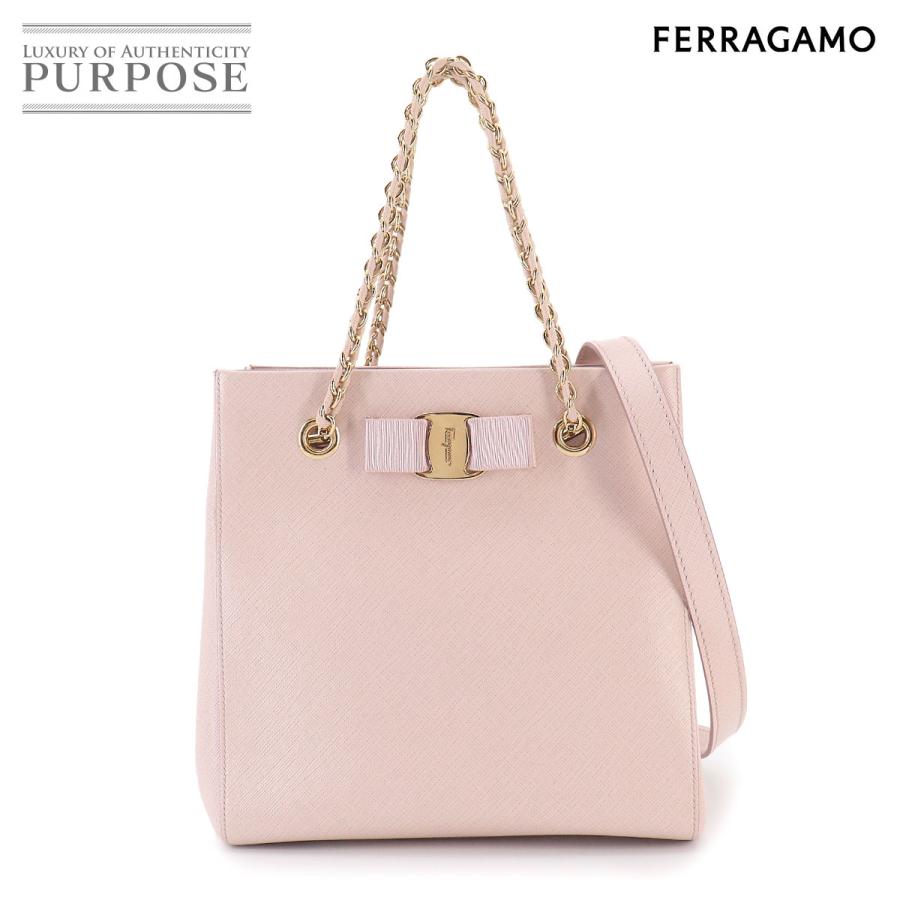 Ferragamo フェラガモ ヴァラリボン 2way ショルダーバッグ ピンク