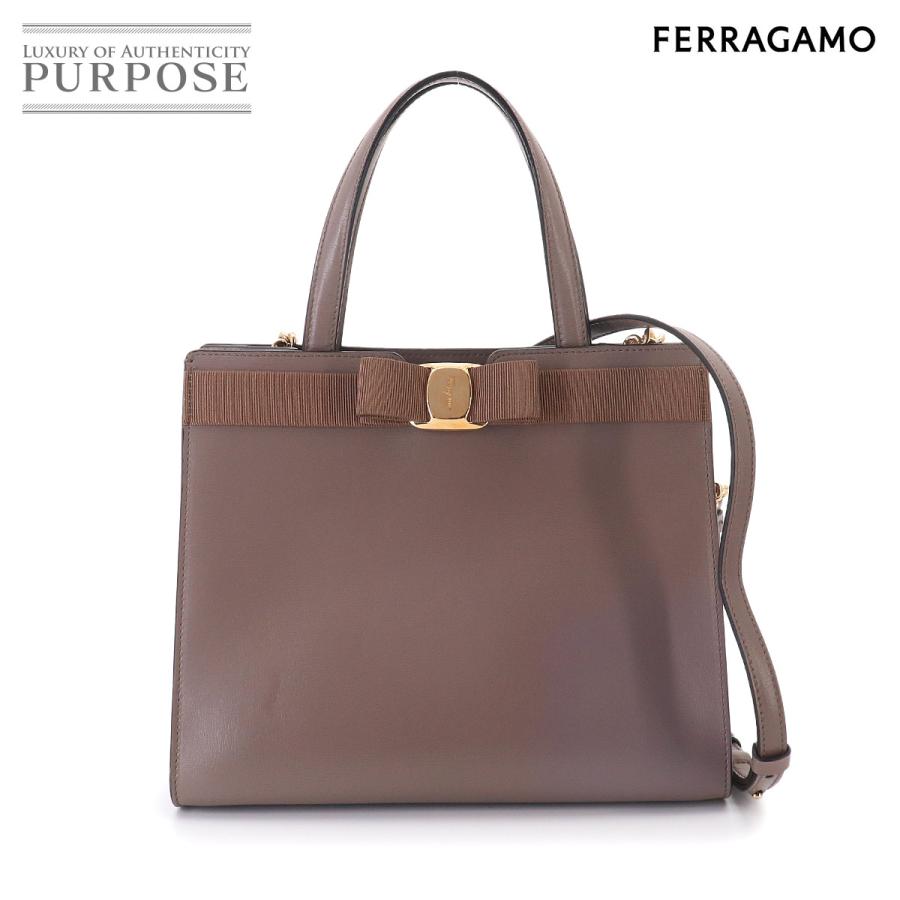 【美品】 Ferragamo ヴァラリボン ハンドバッグ 2Way パーティー 美品 サルヴァトーレ フェラガモ Salvatore Ferragamo ヴァラリボン