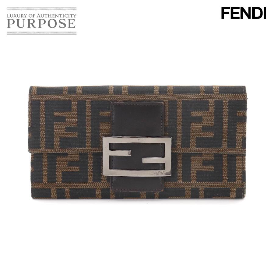 FENDI（フェンディ） 美品 ズッカ 二つ折り 長財布 キャンバス レザー