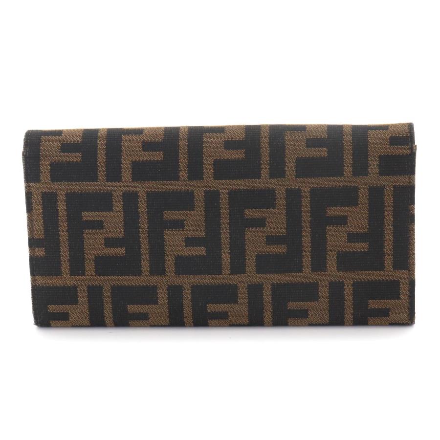 FENDI（フェンディ） 美品 ズッカ 二つ折り 長財布 キャンバス レザー