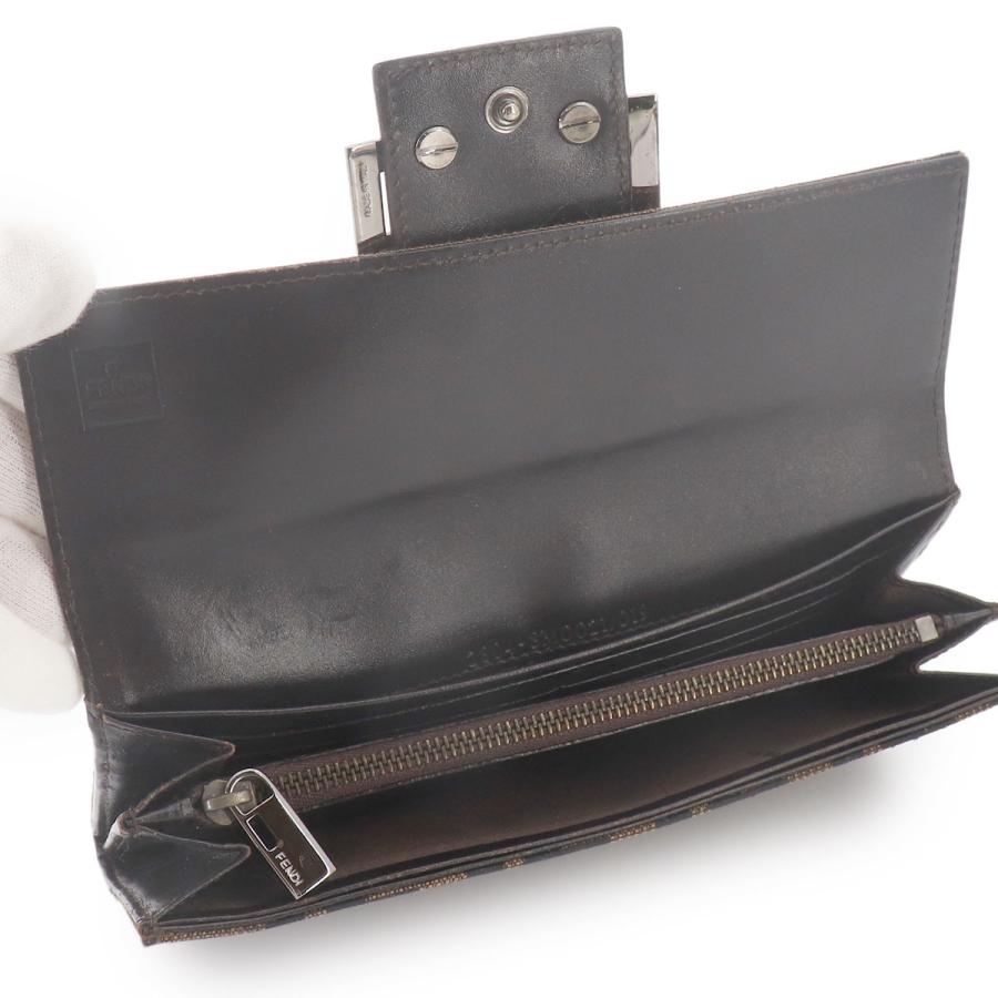 FENDI（フェンディ） 美品 ズッカ 二つ折り 長財布 キャンバス レザー
