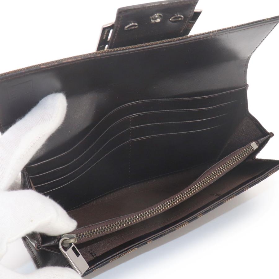FENDI（フェンディ） 美品 ズッカ 二つ折り 長財布 キャンバス レザー