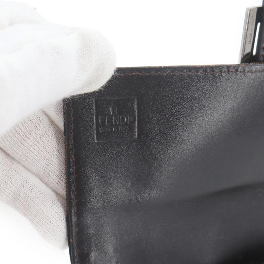 FENDI（フェンディ） 美品 ズッカ 二つ折り 長財布 キャンバス レザー