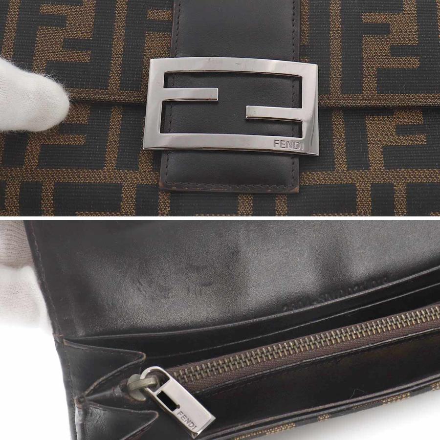 FENDI（フェンディ） 美品 ズッカ 二つ折り 長財布 キャンバス レザー