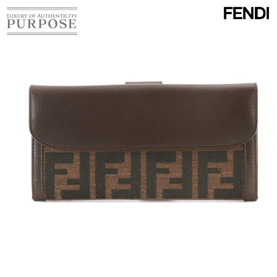 FENDI（フェンディ） 新品同様 ズッカ柄 二つ折り 長財布 キャンバス 