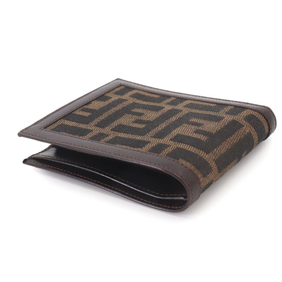 FENDI（フェンディ） ズッカ柄 二つ折り 財布 キャンバス レザー