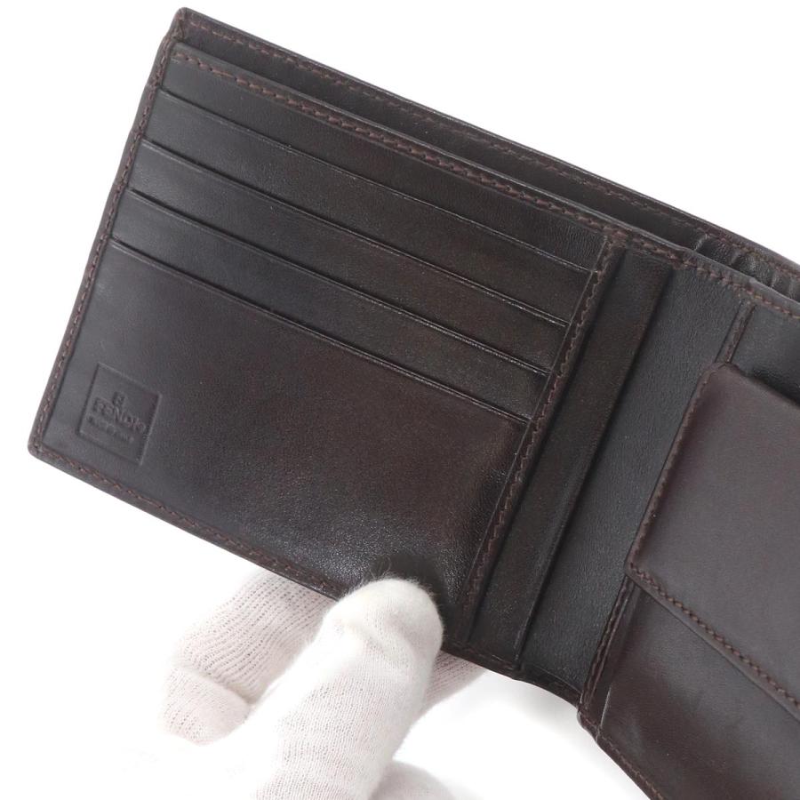FENDI（フェンディ） ズッカ柄 二つ折り 財布 キャンバス レザー