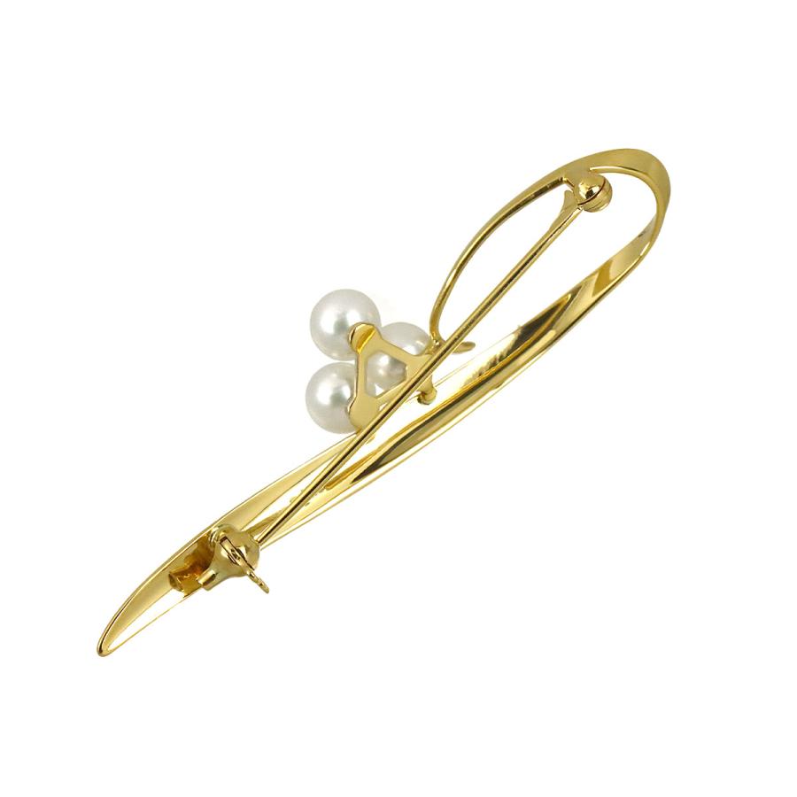 【美品】 MIKIMOTO あこや真珠 パール ブローチ コサージュ SV 5粒 MIKIMOTO（ミキモト） アコヤ真珠 5.5mm ブローチ K18 YG イエロー