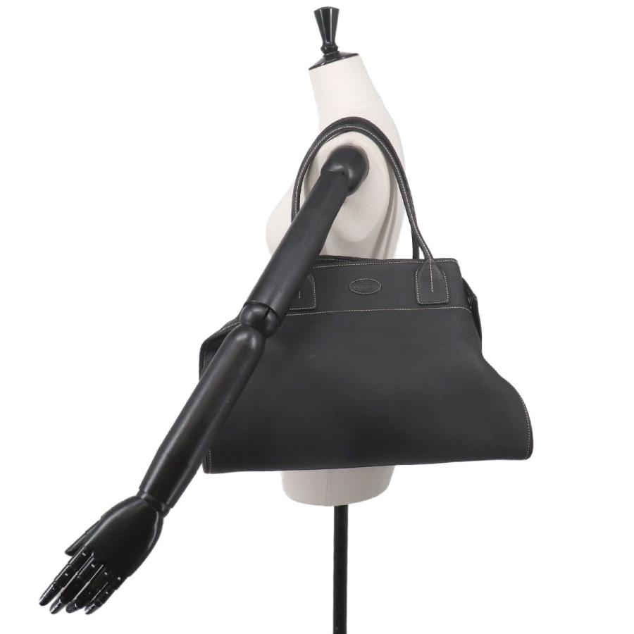 TOD’S トッズ ジレリ 2WAYトートバッグ シボ革 レザー シルバー金具 新品同様 トッズ TOD'S ジレッリ トート バッグ レザー ブラック