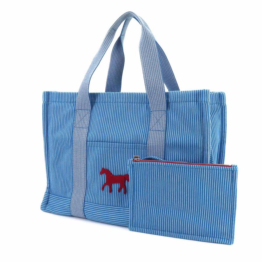 HERMES マザーズバッグ トートバッグ キャンバス ストライプ カヴァル HERMES（エルメス） 未使用 展示品 カヴァル トート バッグ コットン