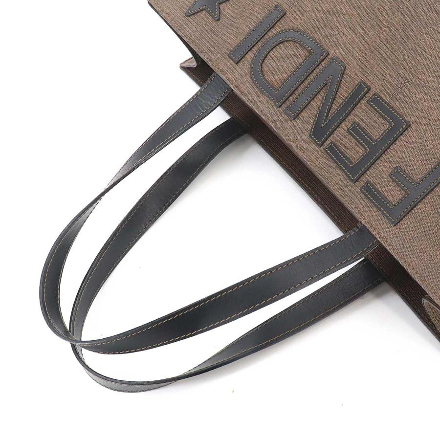 カ*ン様 Fendi ロゴ トートバッグ ブラウン FENDI（フェンディ） トート バッグ PVC レザー ブラウン ブラック