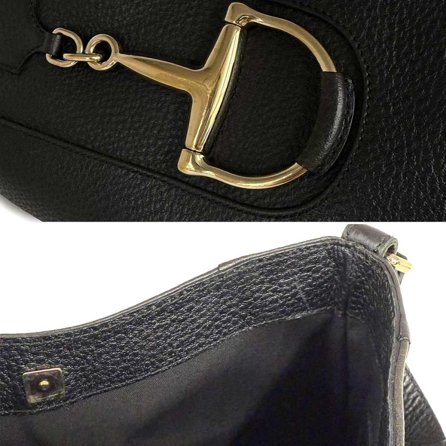 GUCCI ショルダーバッグ　ホースビット　スウェード×レザー　ゴールド金具　黒 GUCCI（グッチ） 新品同様 ホースビット ショルダー バッグ レザー