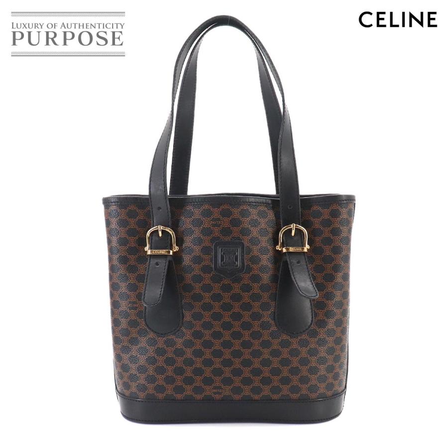 美品CELINE マカダム柄 ハンドバッグ CELINE（セリーヌ） 美品 マカダム トート バッグ ブラック ブラウン
