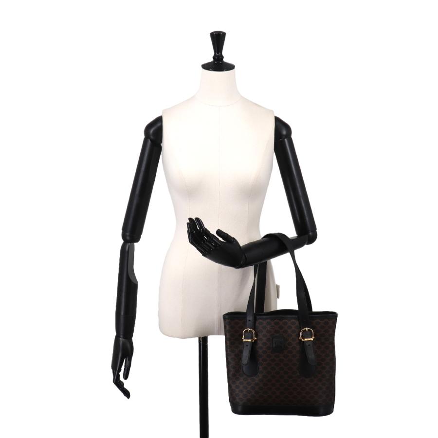 CELINE トートバッグ ブラックマカダム PVC 大容量 ゴールド金具 CELINE（セリーヌ） 美品 マカダム トート バッグ ブラック ブラウン
