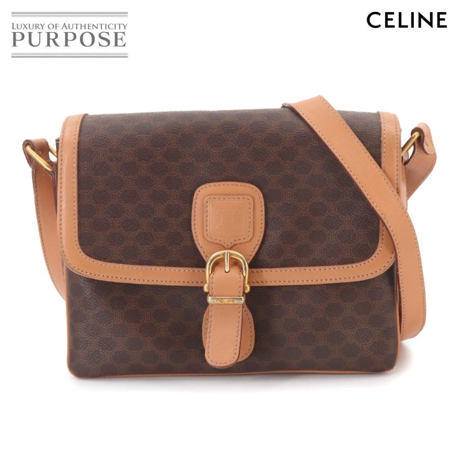 CELINE（セリーヌ） マカダム ショルダー バッグ PVC レザー ブラウン