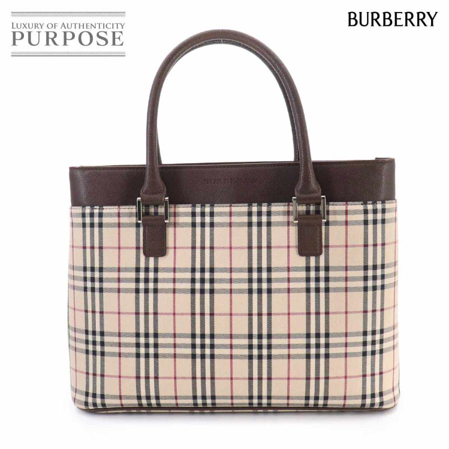 BURBERRY ハンドバッグ ノバチェック ブラウン レザー BURBERRY（バーバリー） 新品同様 ノバチェック ハンド バッグ