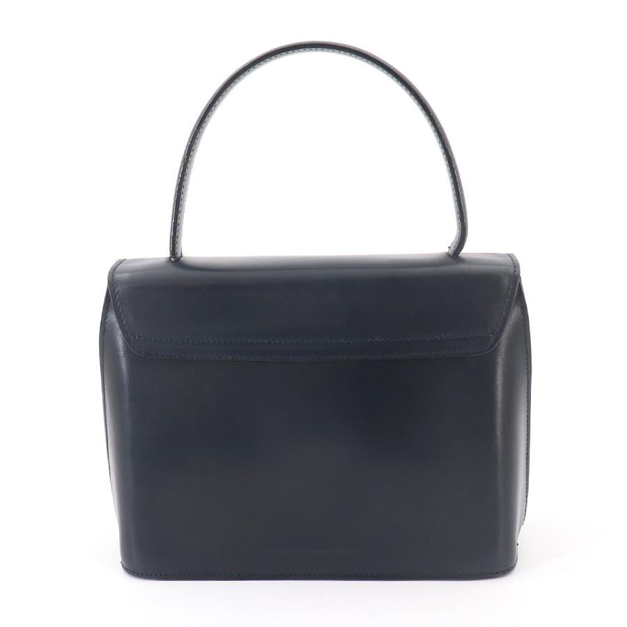 本物☆セリーヌ ゴールド ロゴ金具 レザー トートバッグ ハンドバッグ ネイビー CELINE（セリーヌ） ハンド バッグ レザー ネイビー ゴールド 金具