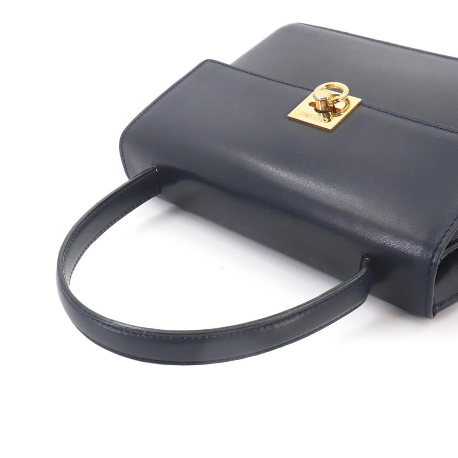 CELINE（セリーヌ） ハンド バッグ レザー ネイビー ゴールド 金具