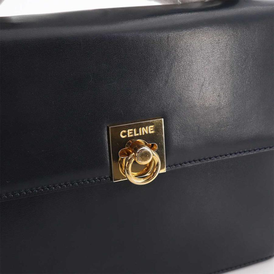 CELINE（セリーヌ） ハンド バッグ レザー ネイビー ゴールド 金具