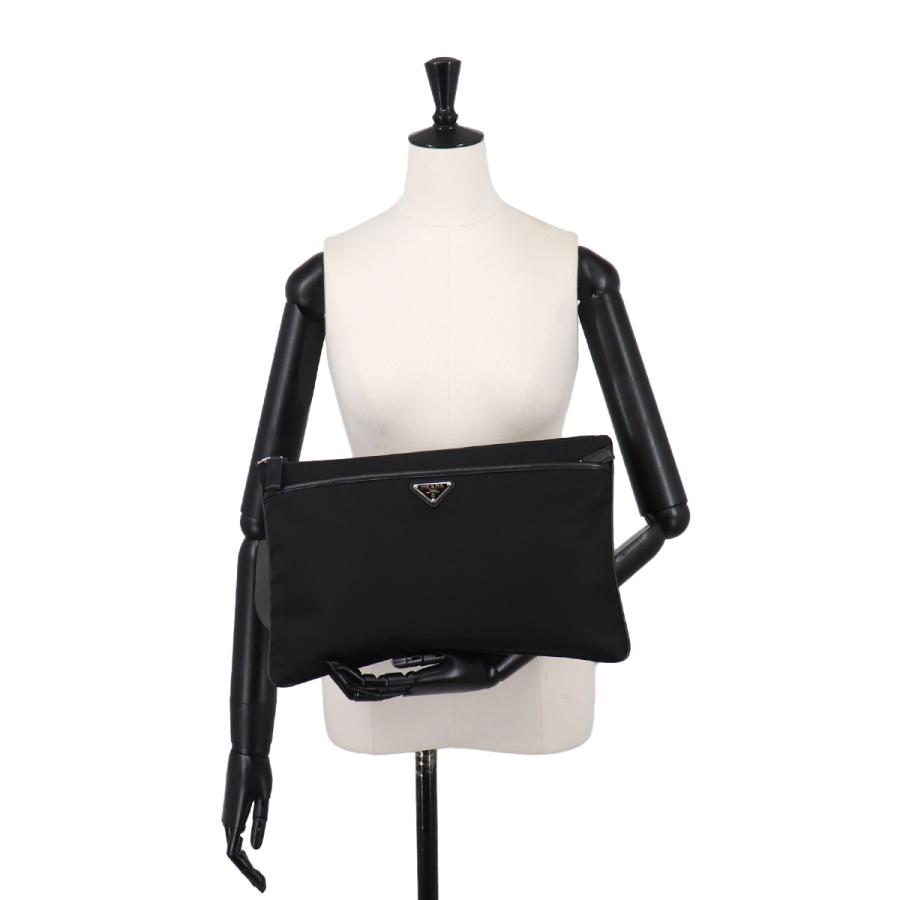 未使用 展示品 プラダ PRADA クラッチ バッグ ナイロン サフィアーノレザー ブラック 2VN012 Clutch Bag 90329498 PRADA（プラダ） 未使用 展示品 クラッチ バッグ ナイロン
