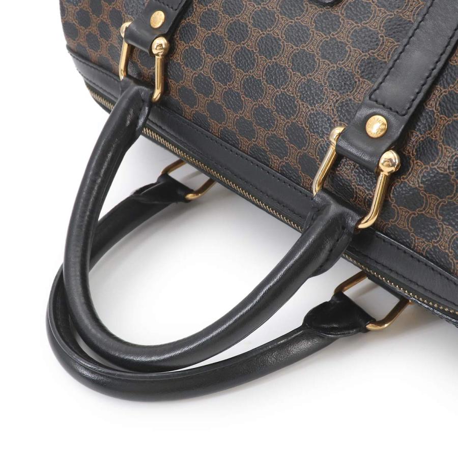 【美品】CELINE マカダム柄 ボストンバッグ 馬車金具 CELINE（セリーヌ） マカダム ボストン ハンド バッグ PVC レザー