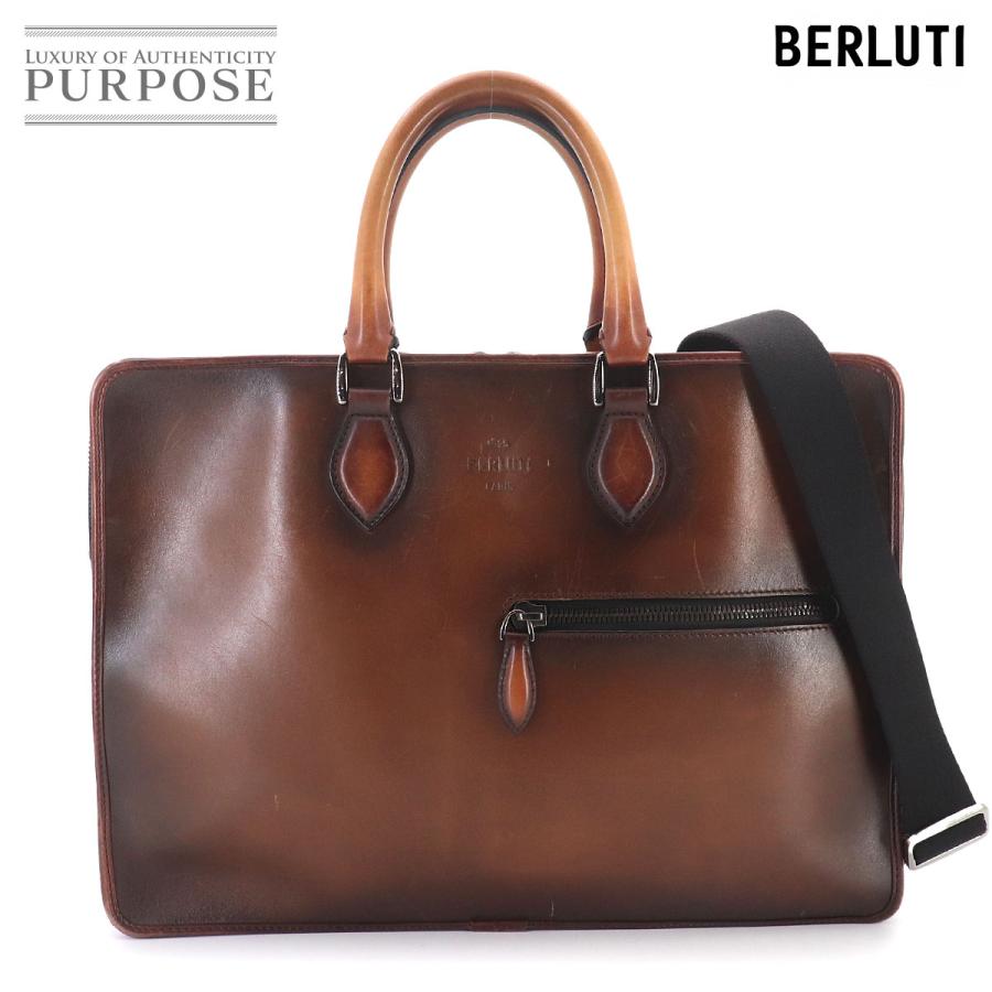 美品 ベルルッティ Berluti ドゥジュール ブリーフケース 2way ビジネス ショルダー バッグ ヴェネチアレザー ブラウン 90329535 Berluti（ベルルッティ） 美品 ドゥジュール ブリーフケース 2way