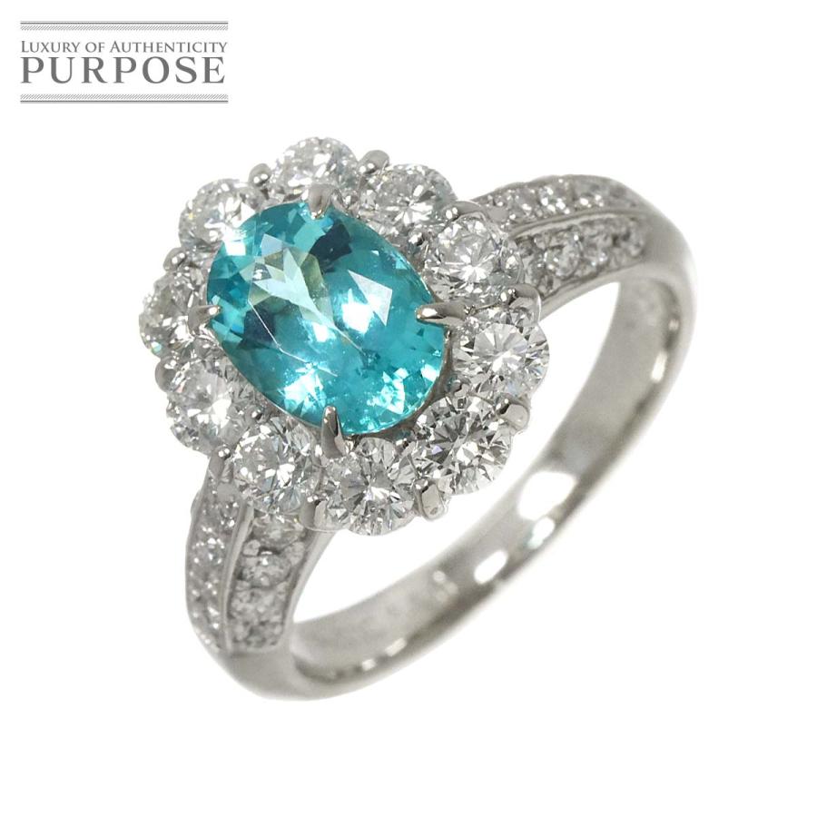 グリーントルマリン 1.20ct ダイヤ 1.38ct リング 11.5号 Pt プラチナ
