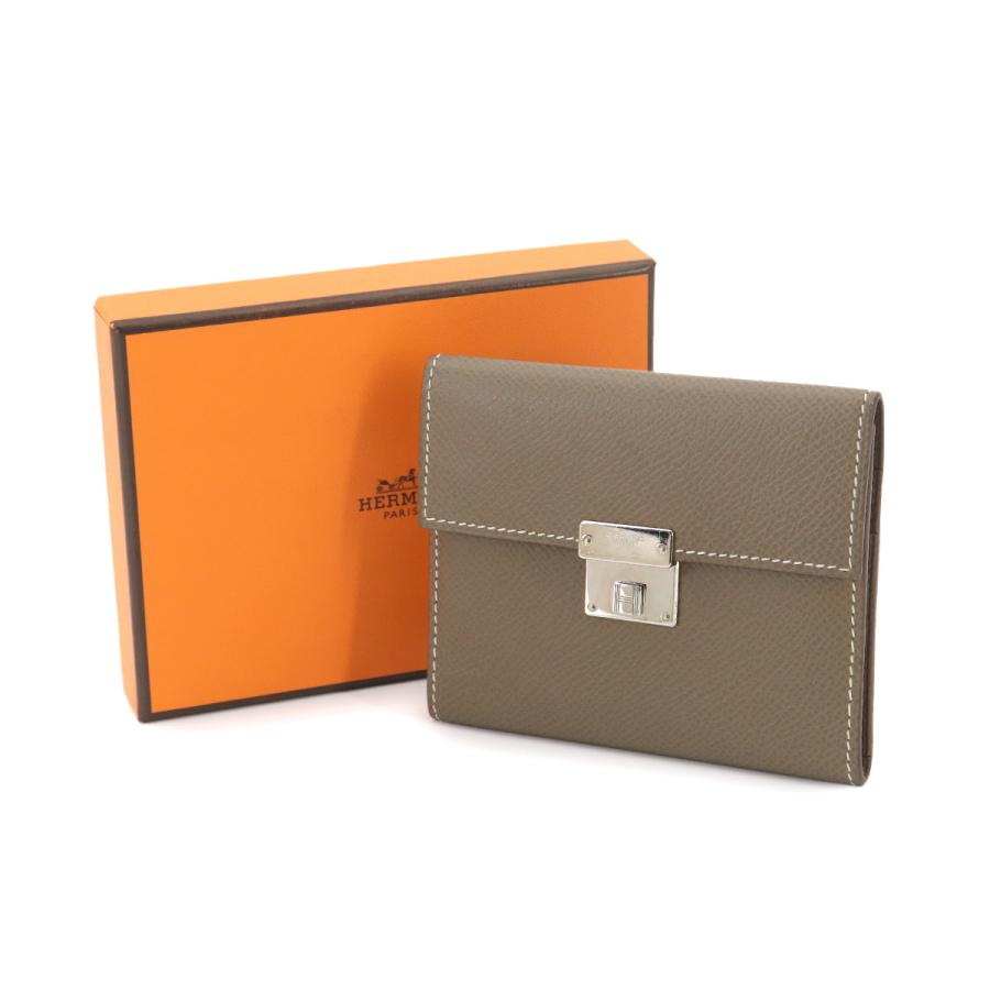 新品同様 エルメス HERMES クリック ミニ カードケース エプソン エトゥープ C刻印 シルバー 金具 Clic mini Card Case 90330187 HERMES（エルメス） 新品同様 クリック ミニ カードケース エプソン